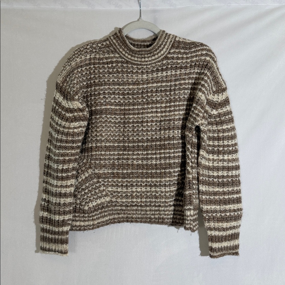 Rails Echo Sweater XS Brown White Space Dye Knit Wool Blend - Picture 4 of 12
